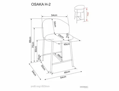 Hoker tapicerowany OSAKA H-2 - szary/czarny