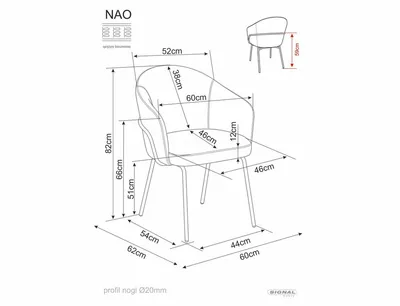 Krzesło tapicerowane z podłokietnikami NAO Noelle - cappuccino