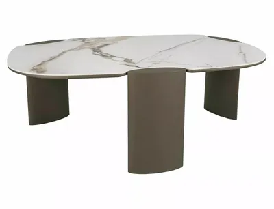 Ława ADORO B CERAMIC 105x65 - biały Amber Bianco / miedziany