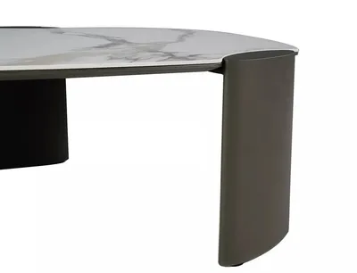 Ława ADORO B CERAMIC 105x65 - biały Amber Bianco / miedziany