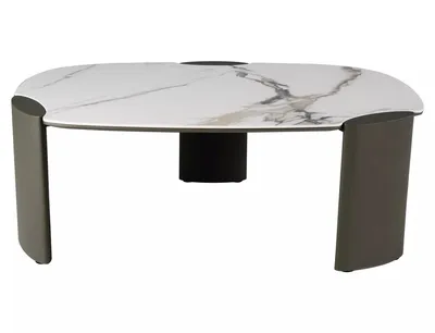 Ława ADORO B CERAMIC 105x65 - biały Amber Bianco / miedziany