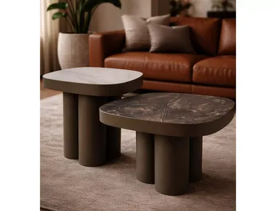 Ława STELLA B 75x75 - czarny połysk/miedziany