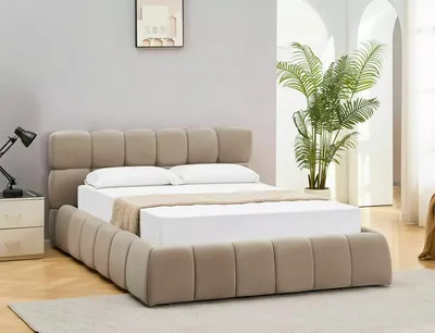 Łóżko z pojemnikiem PARMA Velvet 140x200 - ciemny beżowy Bluvel 40