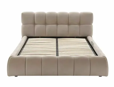 Łóżko z pojemnikiem PARMA Velvet 140x200 - ciemny beżowy Bluvel 40