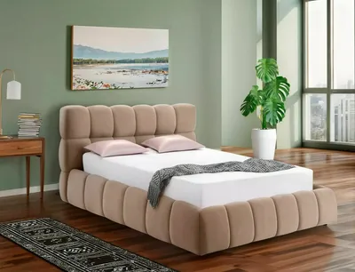 Łóżko z pojemnikiem PARMA Velvet 160x200 - ciemny beżowy Bluvel 40