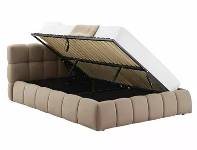 Łóżko z pojemnikiem PARMA Velvet 160x200 - ciemny beżowy Bluvel 40