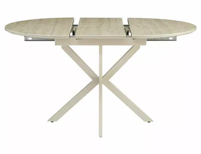 Stół okrągły rozkładany GASTON CERAMIC 100/135x100 - beż połysk/kaszmir