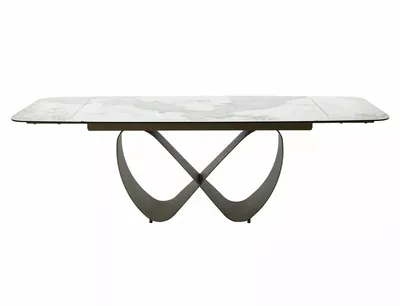 Stół rozkładany INFINITY CERAMIC 160/240x95 - biały połysk/miedziany