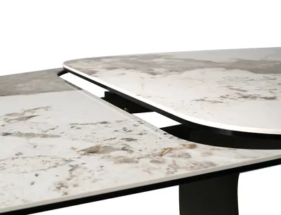 Stół rozkładany INFINITY CERAMIC 160/240x95 - biały połysk/miedziany