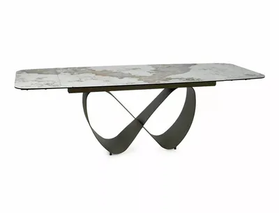 Stół rozkładany INFINITY CERAMIC 160/240x95 - biały połysk/miedziany