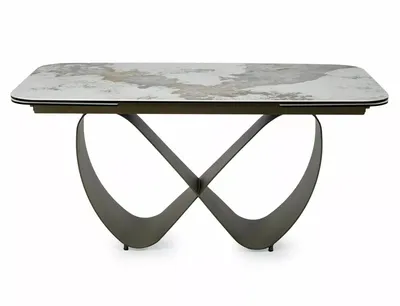 Stół rozkładany INFINITY CERAMIC 160/240x95 - biały połysk/miedziany