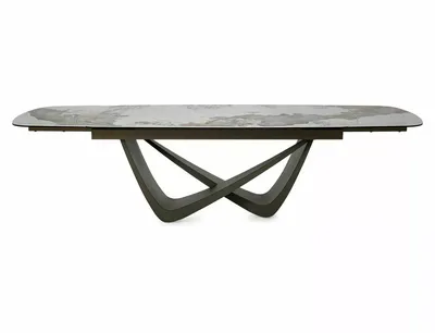 Stół rozkładany MARANELLO CERAMIC 200/290x98 - biały połysk/miedziany