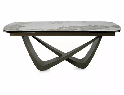 Stół rozkładany MARANELLO CERAMIC 200/290x98 - biały połysk/miedziany