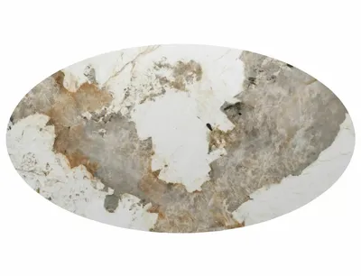 Stół owalny rozkładany MAROCCO CERAMIC 160/200x90 - biały połysk/orzech