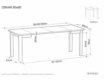 Stół rozkładany OSKAR 80/200x80 - dąb cremona torro/kaszmir