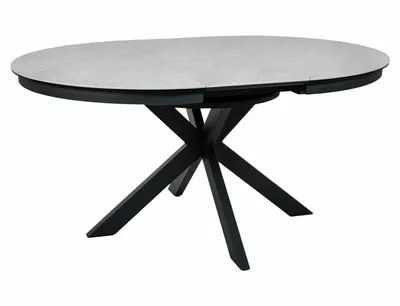 Stół okrągły rozkładany PORTO CERAMIC 120/160x120 - beż połysk/czarny