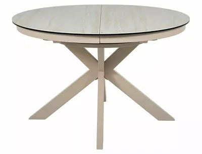 Stół okrągły rozkładany PORTO CERAMIC 120/160x120 - beż mat/kaszmir