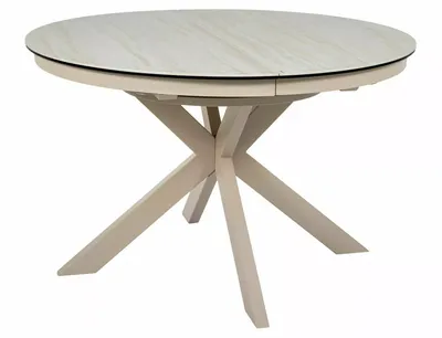 Stół okrągły rozkładany PORTO CERAMIC 120/160x120 - beż mat/kaszmir