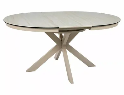Stół okrągły rozkładany PORTO CERAMIC 120/160x120 - beż mat/kaszmir