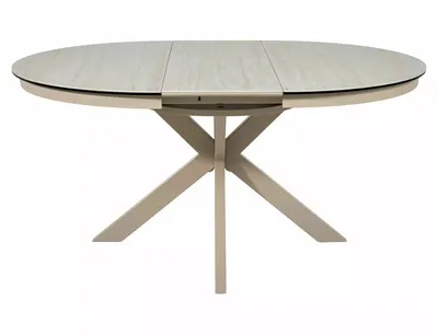 Stół okrągły rozkładany PORTO CERAMIC 120/160x120 - beż mat/kaszmir
