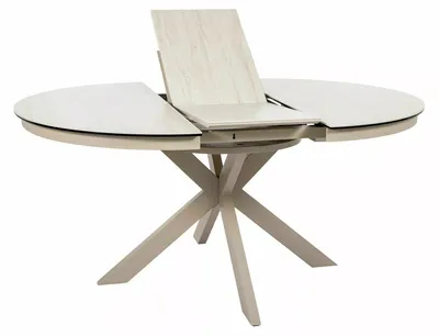 Stół okrągły rozkładany PORTO CERAMIC 120/160x120 - beż mat/kaszmir