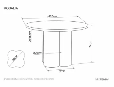 Stół okrągły ROSALIA 120 cm - écru