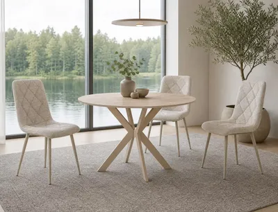Stół okrągły TALIA 90 cm - beż mat/kaszmir