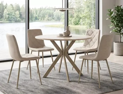 Stół okrągły TALIA 90 cm - beż mat/kaszmir