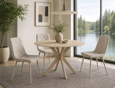 Stół okrągły TALIA 90 cm - beż mat/kaszmir