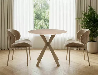 Stół okrągły TALIA 90 cm - beż mat/kaszmir