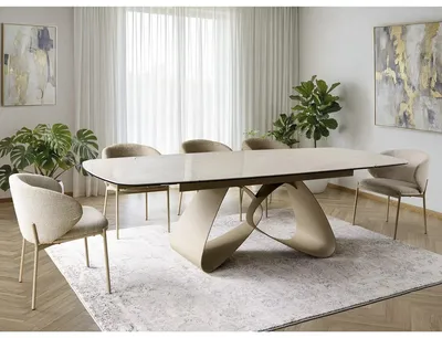 Stół rozkładany VALENTINO CERAMIC 180/260x98 - beż połysk/kaszmir