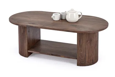 Ława owalna z półką PERILA 120x60 - orzech