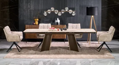 Stół rozkładany VESNA 180/260x90 - beżowy marmur/brązowy