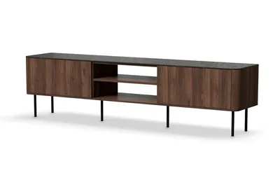 Szafka RTV 2-drzwiowa SOLANO RTV-2 200 cm - orzech warmia/czarny marmur