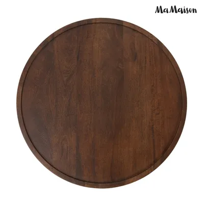 Stolik drewniany okrągły BRERA 60 cm - brązowy