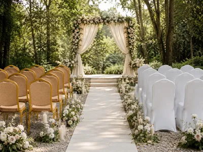 Krzesło bankietowe HERA z pokrowcem WEDING - beżowy/biały