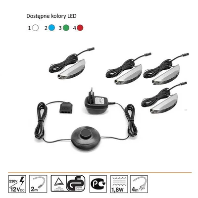 Oświetlenie 4 LED białe High Glossy Furniture