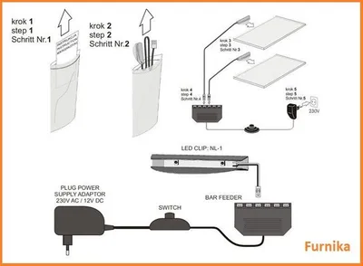 Oświetlenie LED 6 punktowe białe, High Glossy Furniture
