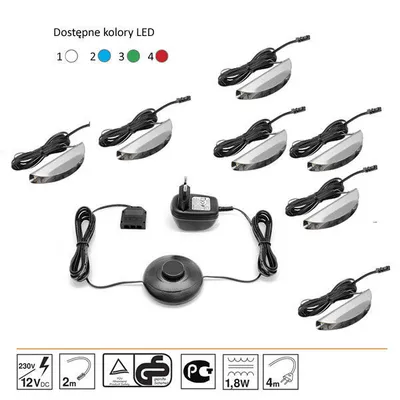Oświetlenie 7 LED białe High Glossy Furniture