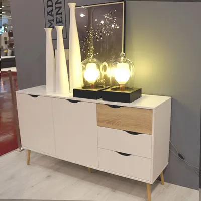 Komoda OSLO 2D3S - biały/dąb sonoma