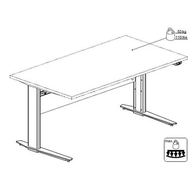 Biurko PRIMA 150 z elektryczną regulacją nóg - dąb/biały