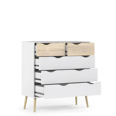 Komoda OSLO 5S - biały/dąb sonoma