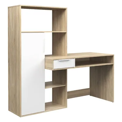 Biurko z regałem FUNCTION PLUS 2 - dąb sonoma