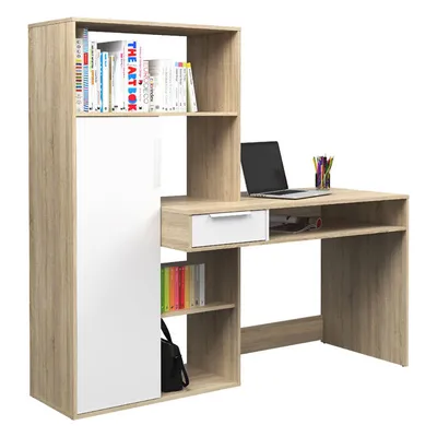 Biurko z regałem FUNCTION PLUS 2 - dąb sonoma
