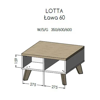 Stolik kawowy z półkami LIVORNO 60 - dąb sonoma/biały mat