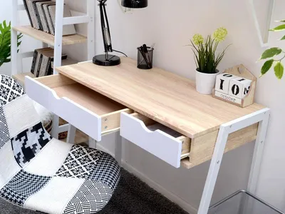 MAŁE BIURKO W STYLU MINIMALISTYCZNYM LUND DĄB SONOMA-BIEL