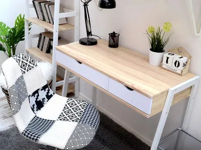 MAŁE BIURKO W STYLU MINIMALISTYCZNYM LUND DĄB SONOMA-BIEL