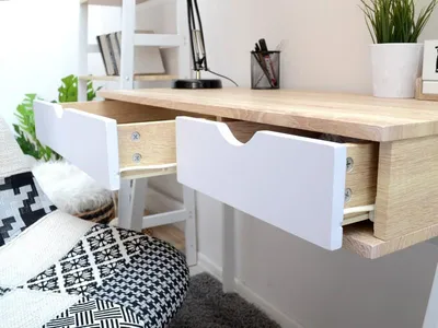 MAŁE BIURKO W STYLU MINIMALISTYCZNYM LUND DĄB SONOMA-BIEL
