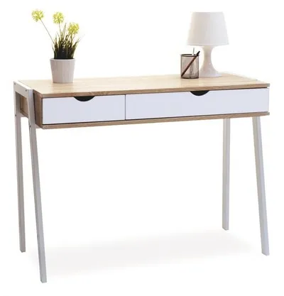 MAŁE BIURKO W STYLU MINIMALISTYCZNYM LUND DĄB SONOMA-BIEL