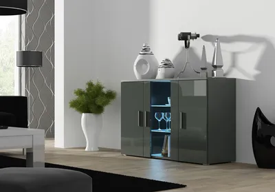 Komoda SIMPLE 3D - szary połysk